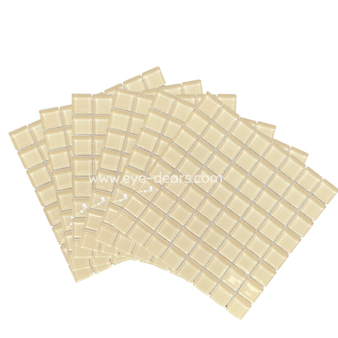 Mosaic Tiles - 10 x sheets of Cream Glass 10x10mm