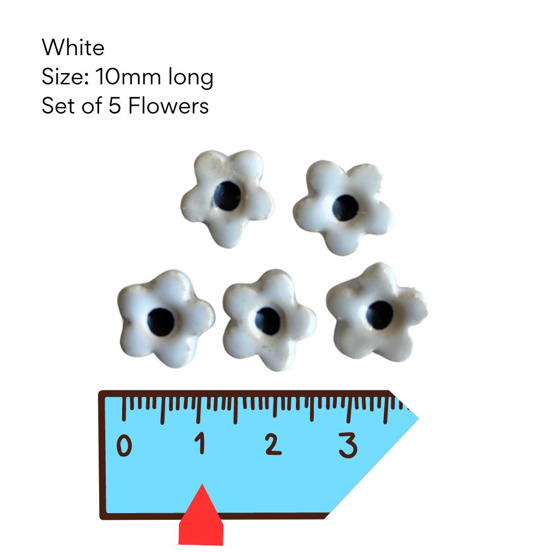 Flower 2 - set of 5 pottery flowers(10mm)