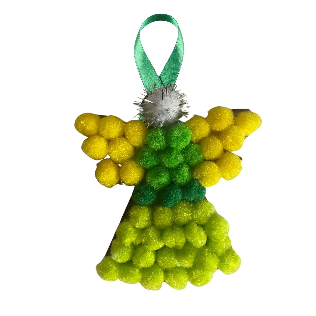 Pom-Pom Art - Xmas Decoration - Angel (Green)