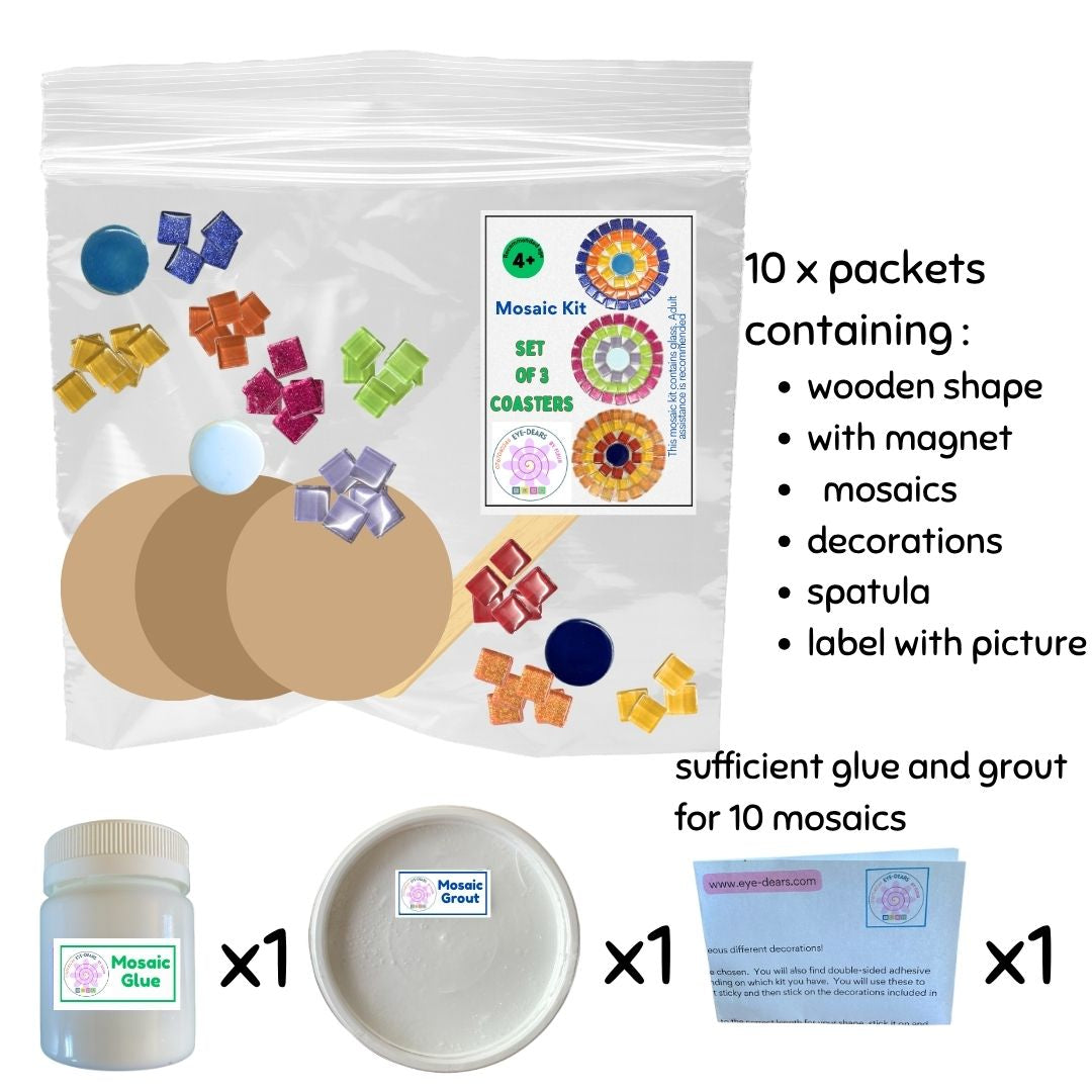 Mosaic Craft Kit - 3 x Coasters (No Magnet)