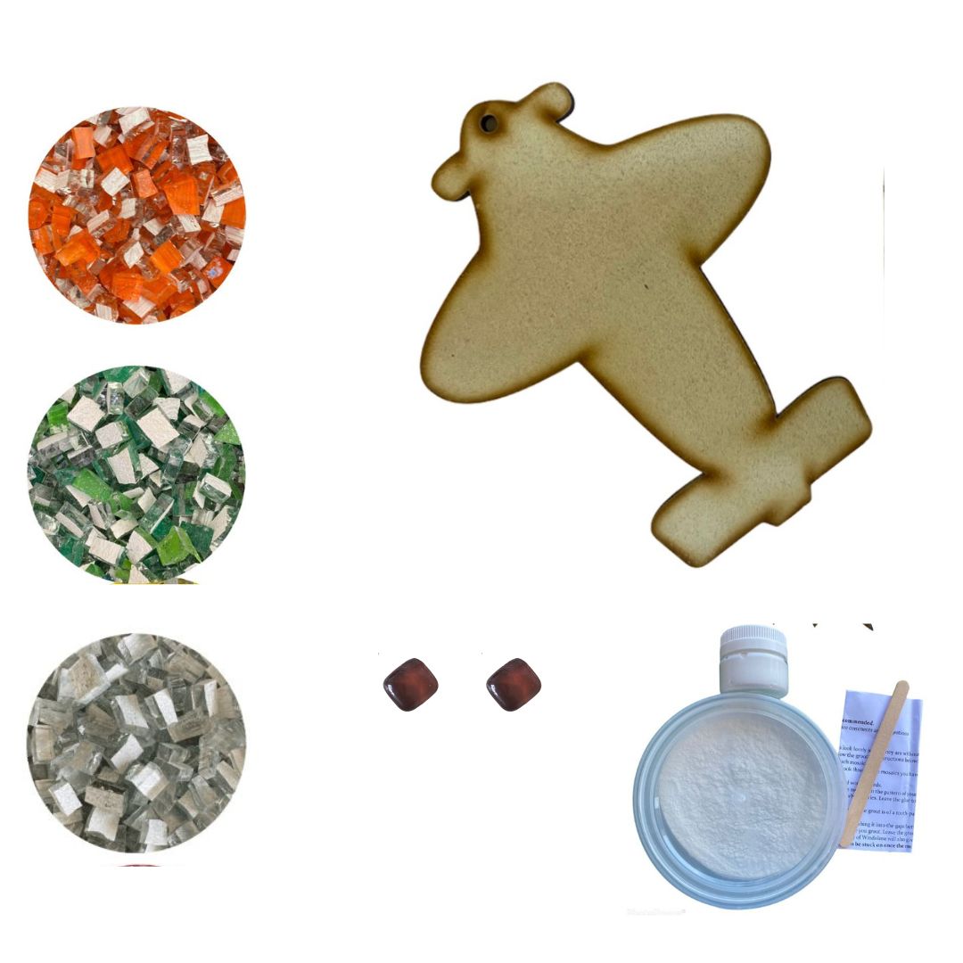 Mosaic Craft Kit with Magnet- Plane (Small)
