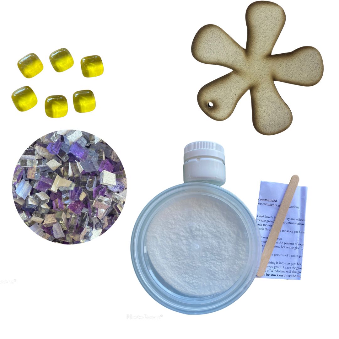 Mosaic Craft Kit with Magnet- Flower Purple (Small)