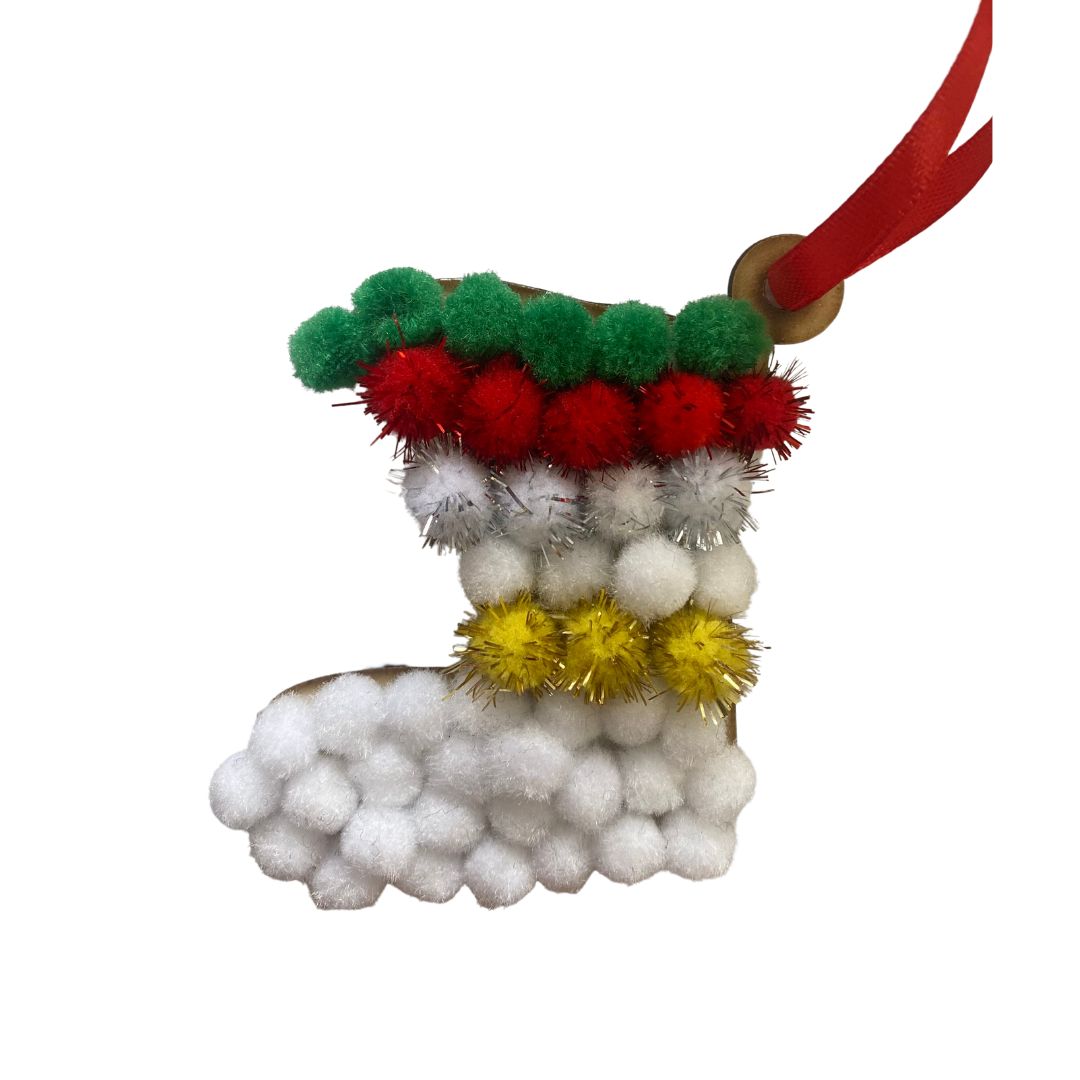 Pom-Pom Art - Xmas Decoration - Stocking