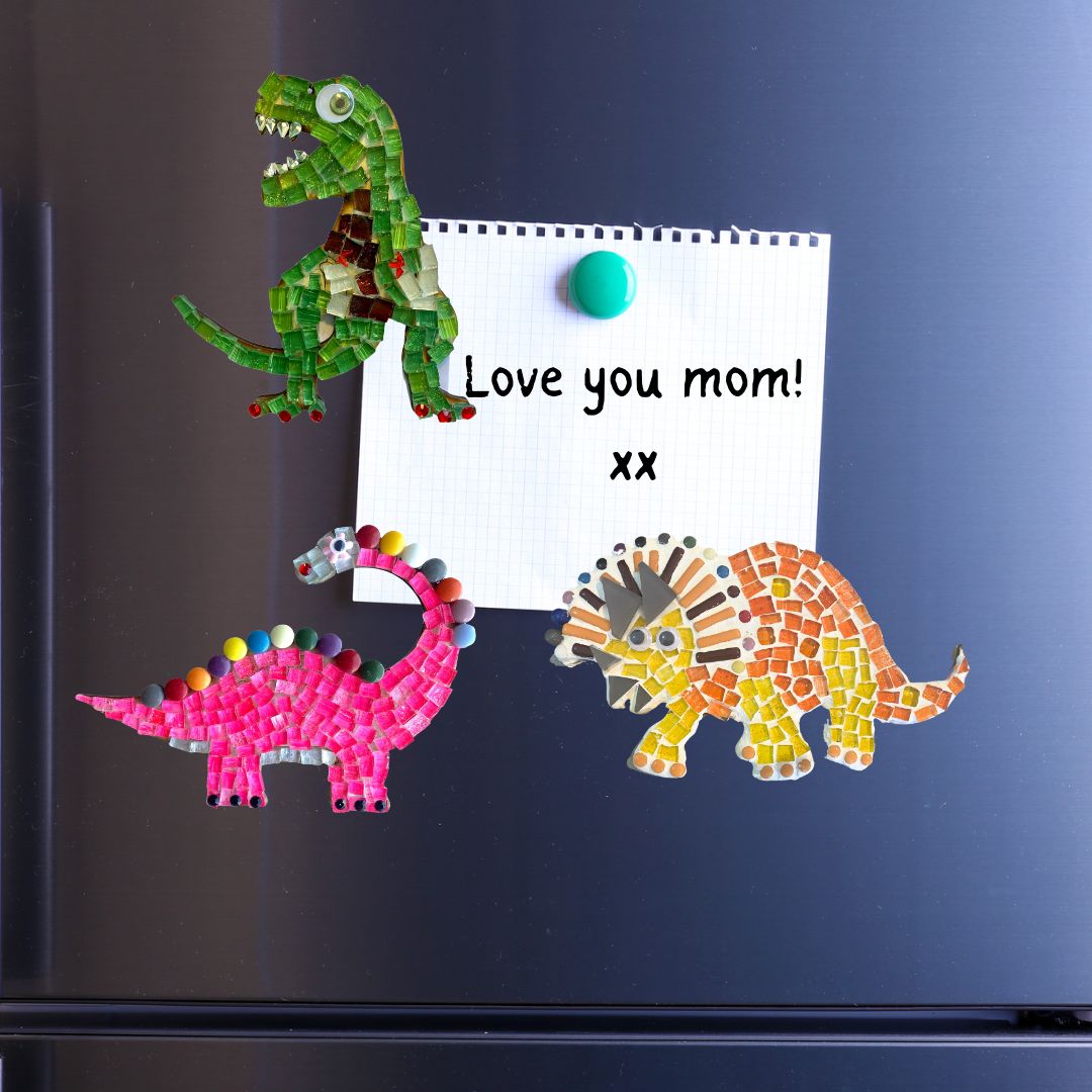 Single - Mosaic Craft Kit with Magnet - Pink Brontosaurus (Medium)