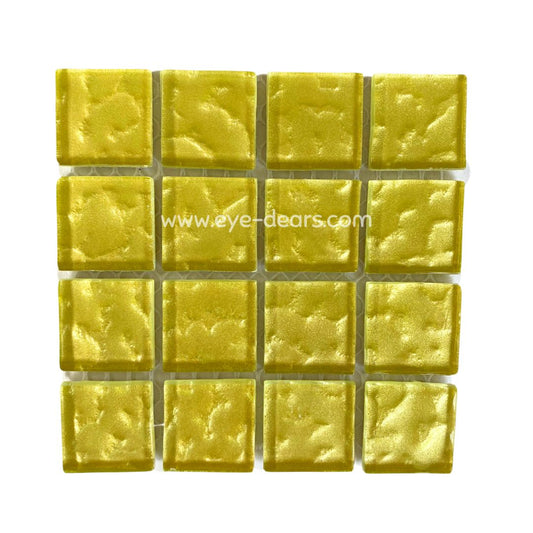 Mosaic Tiles - Single Sheet Yellow Metallic Ripple 23x23mm