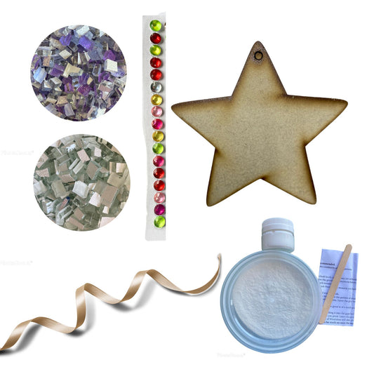 Bulk - Mosaic Craft Kit with Magnet - Purple Christmas Star (Small)
