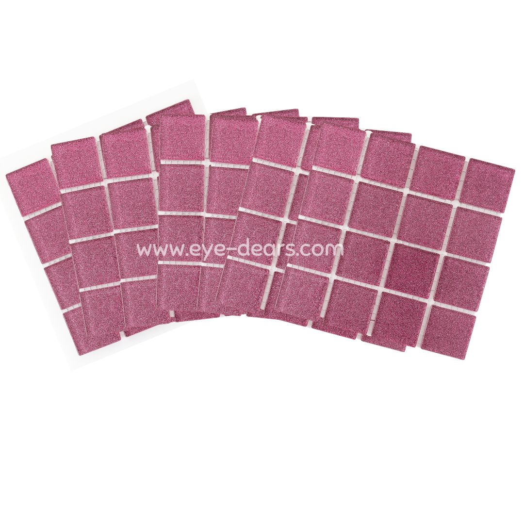 Mosaic Tiles - 10 x sheets of  Soft Pink Glitter 23x23mm