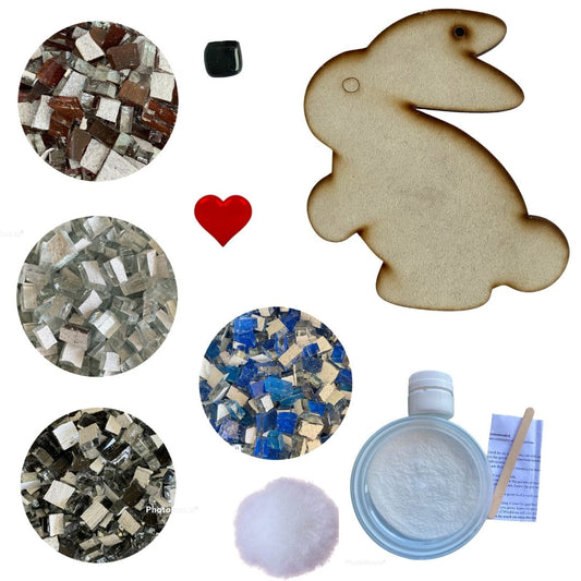 Bulk -Mosaic Craft Kit with Magnet - Brown & White Bunny (Medium)