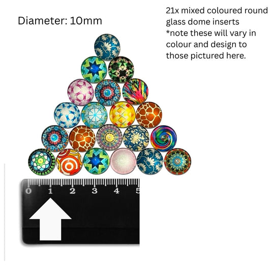 Glass Domed Inserts Mixed Round (A)- Set of 10 (10mm)
