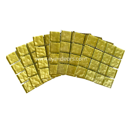Mosaic Tiles - 10 x sheets of Yellow Metallic Ripple 23x23mm