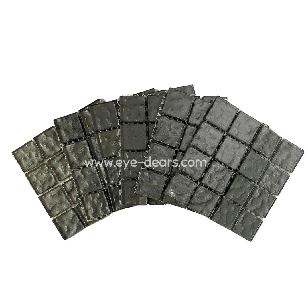 Mosaic Tiles - 10 x sheets of Charcoal Metallic Ripple 23x23mm