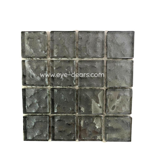 Mosaic Tiles - Single Sheet Charcoal Metallic Ripple 23x23mm