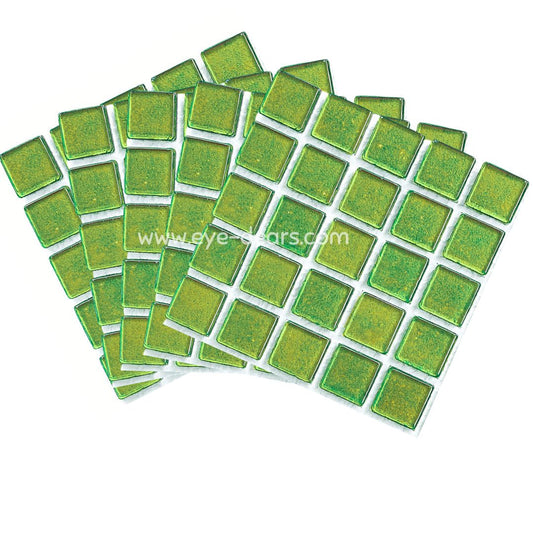 Mosaic Tiles - 10 x sheets of Lime Green Gold Leaf 15x15mm