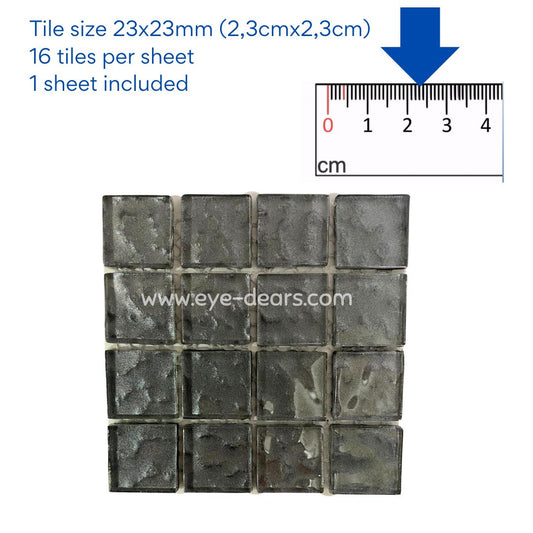 Mosaic Tiles - 10 x sheets of Charcoal Metallic Ripple 23x23mm