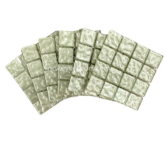 Mosaic Tiles - 10 x sheets of White Metallic Ripple 23x23mm