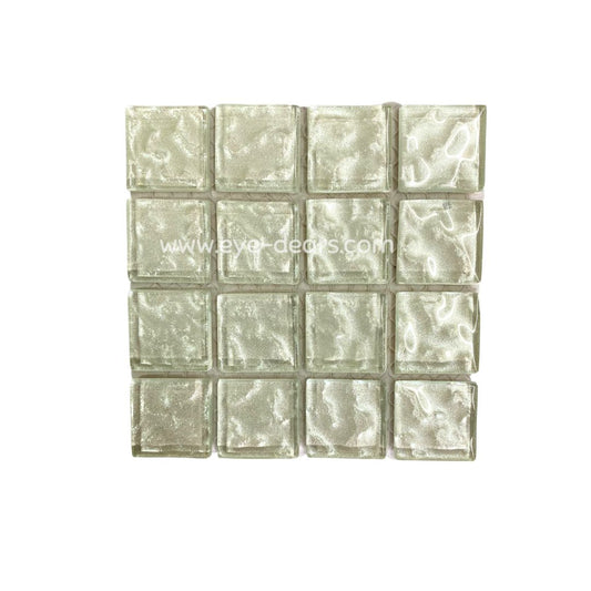 Mosaic Tiles - Single Sheet White Metallic Ripple 23x23mm