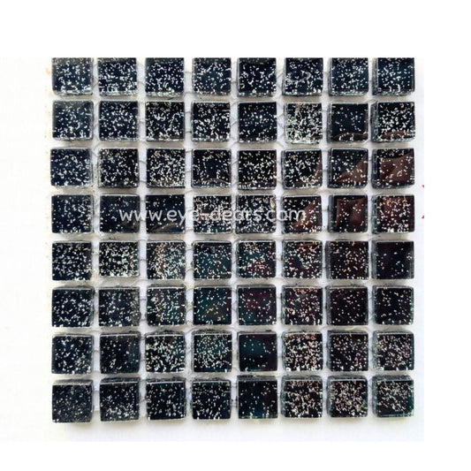 Mosaic Tiles - Single Sheet Black Glitter 10x10mm