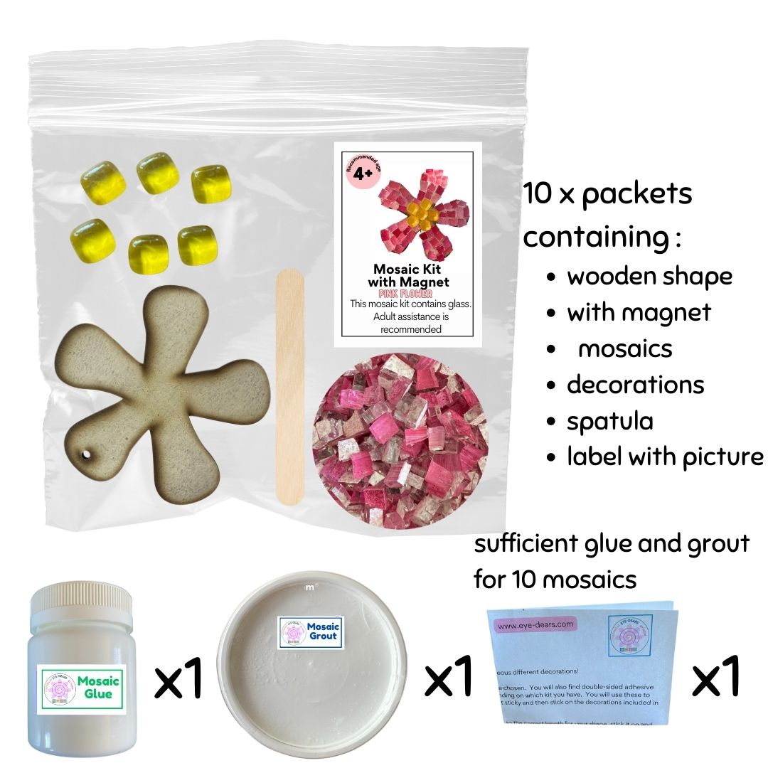 Mosaic Craft Kit with Magnet- Flower Pink (Small)