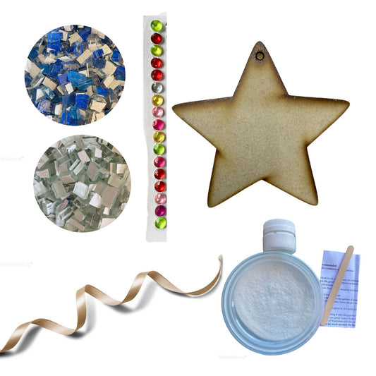 Bulk - Mosaic Craft Kit with Magnet - Turquoise Christmas Star (Small)