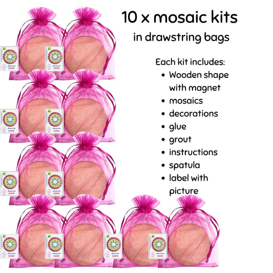 Bulk - Mosaic Craft Kit - Coaster Pink, Green, Purple (No Magnet) (Small)