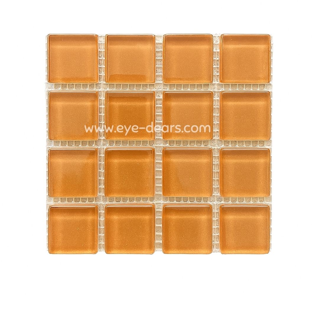 Mosaic Tiles -  Single Sheet Caramel Brown Glass 23x23mm