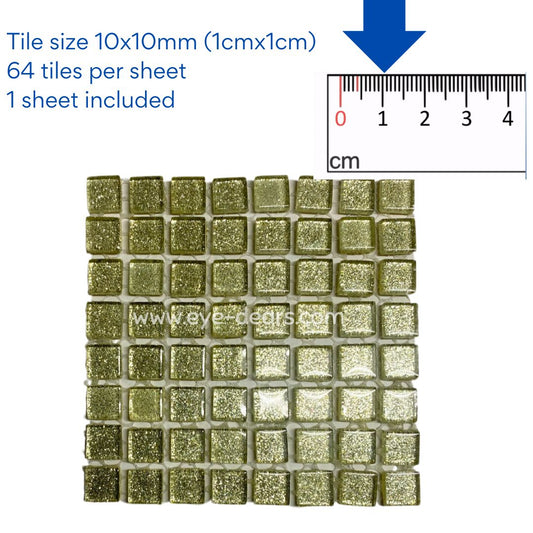 Mosaic Tiles - Single Sheet Ivory Glitter 10x10mm