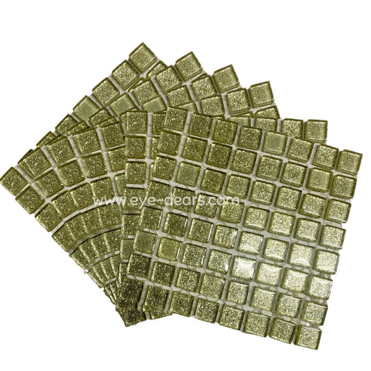 Mosaic Tiles - 10 x sheets of Ivory Glitter 10x10mm