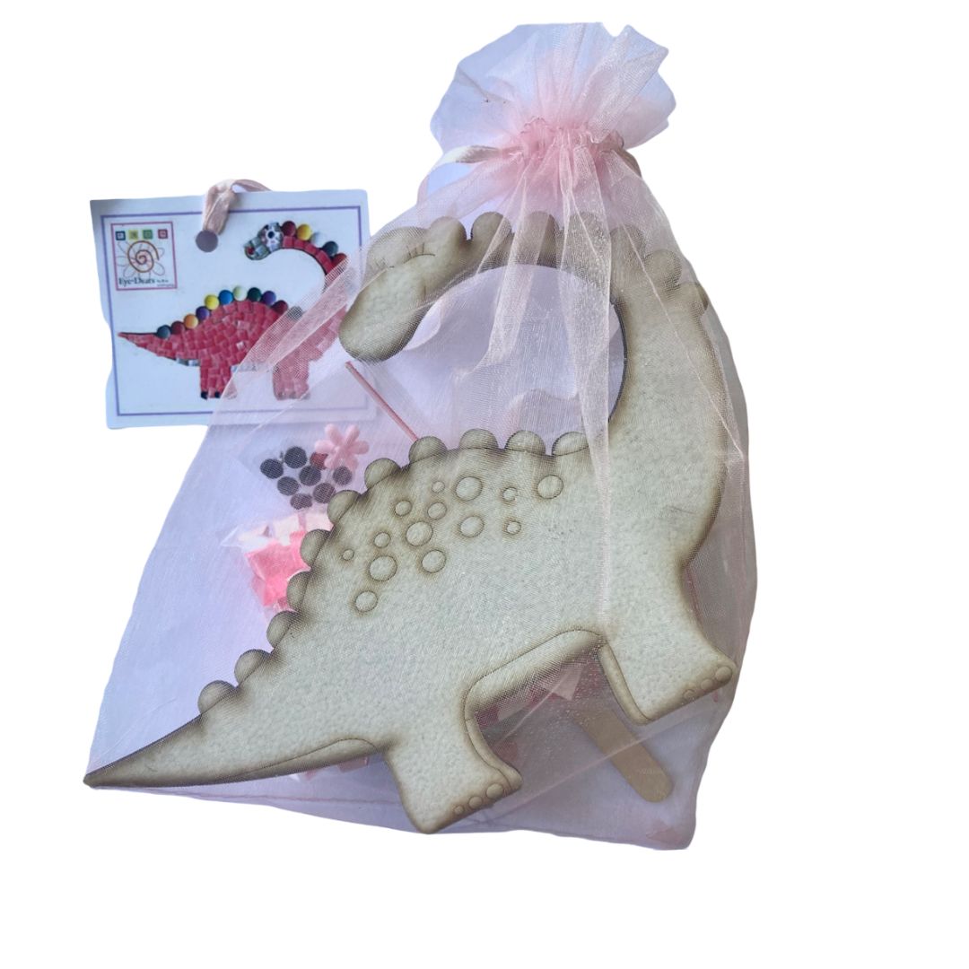 Single - Mosaic Craft Kit with Magnet - Pink Brontosaurus (Medium)