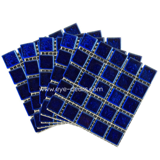 Mosaic Tiles - 10 x sheets of Navy Blue Gold Leaf 15x15mm