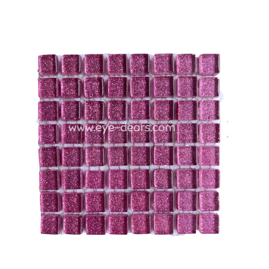 Mosaic Tiles - Single Sheet Pink Glitter 10x10mm