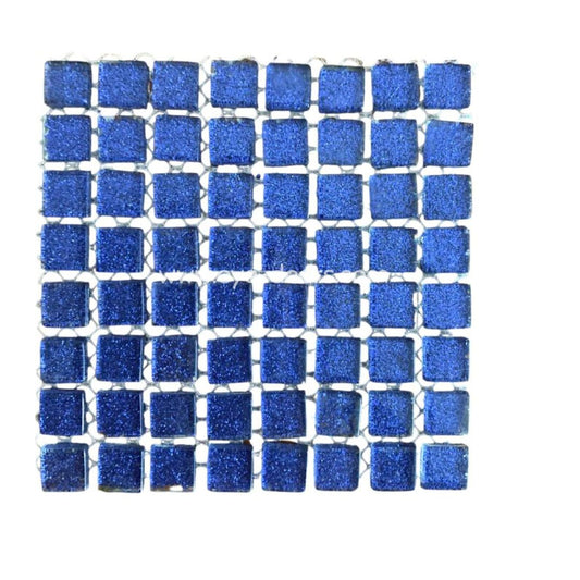 Mosaic Tiles - Single Sheet Deep Blue Glitter 10x10mm