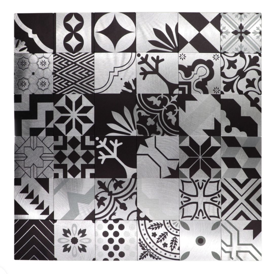 Decor Tiles -Stick On Galleria Black Aluminium Mosaic