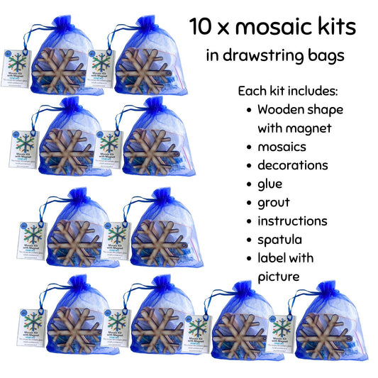 Bulk - Mosaic Craft Kit with Magnet - Christmas Snowflake (Small)