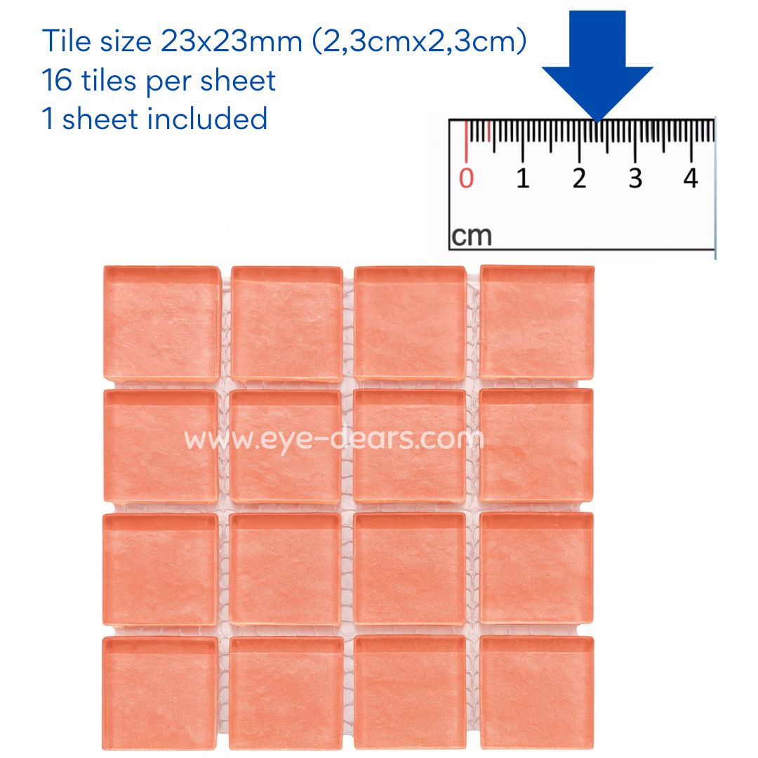 Mosaic Tiles - Single Sheet Peach Metallic Ripple 23x23mm
