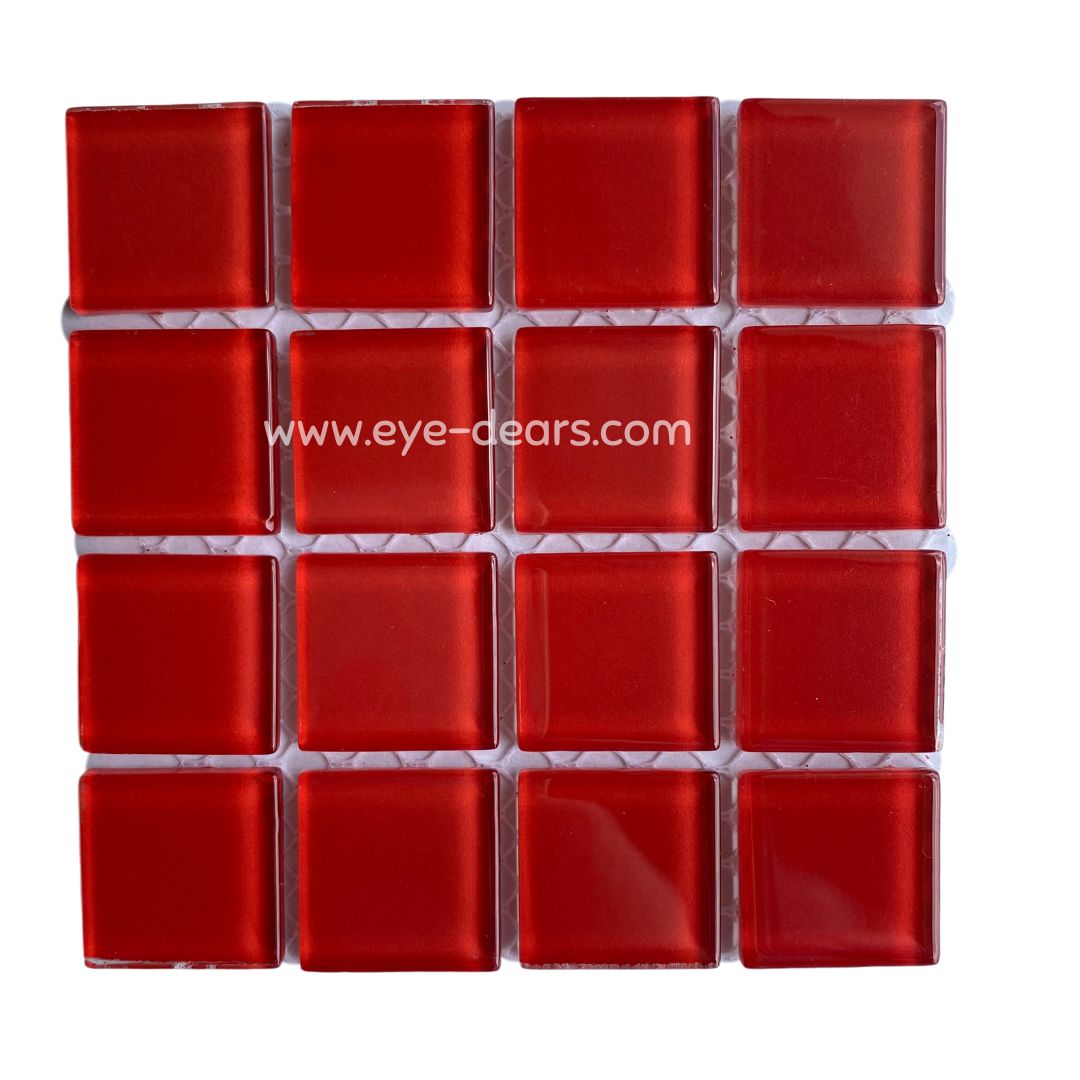 Mosaic Tiles - Single Sheet Red Glass 23x23mm
