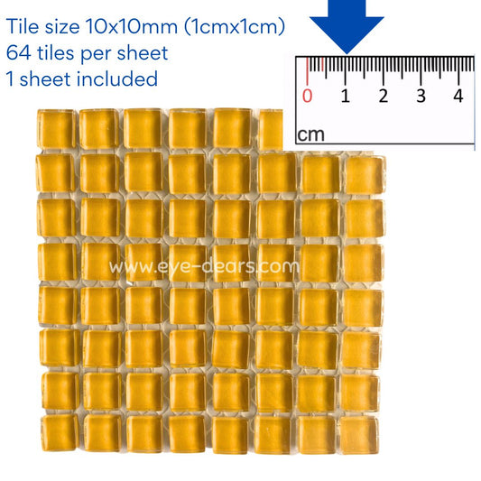 Mosaic Tiles -  Single Sheet Yellow Glass 10x10mm