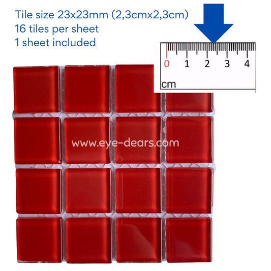 Mosaic Tiles - 10 x sheets of Red Crystal Glass