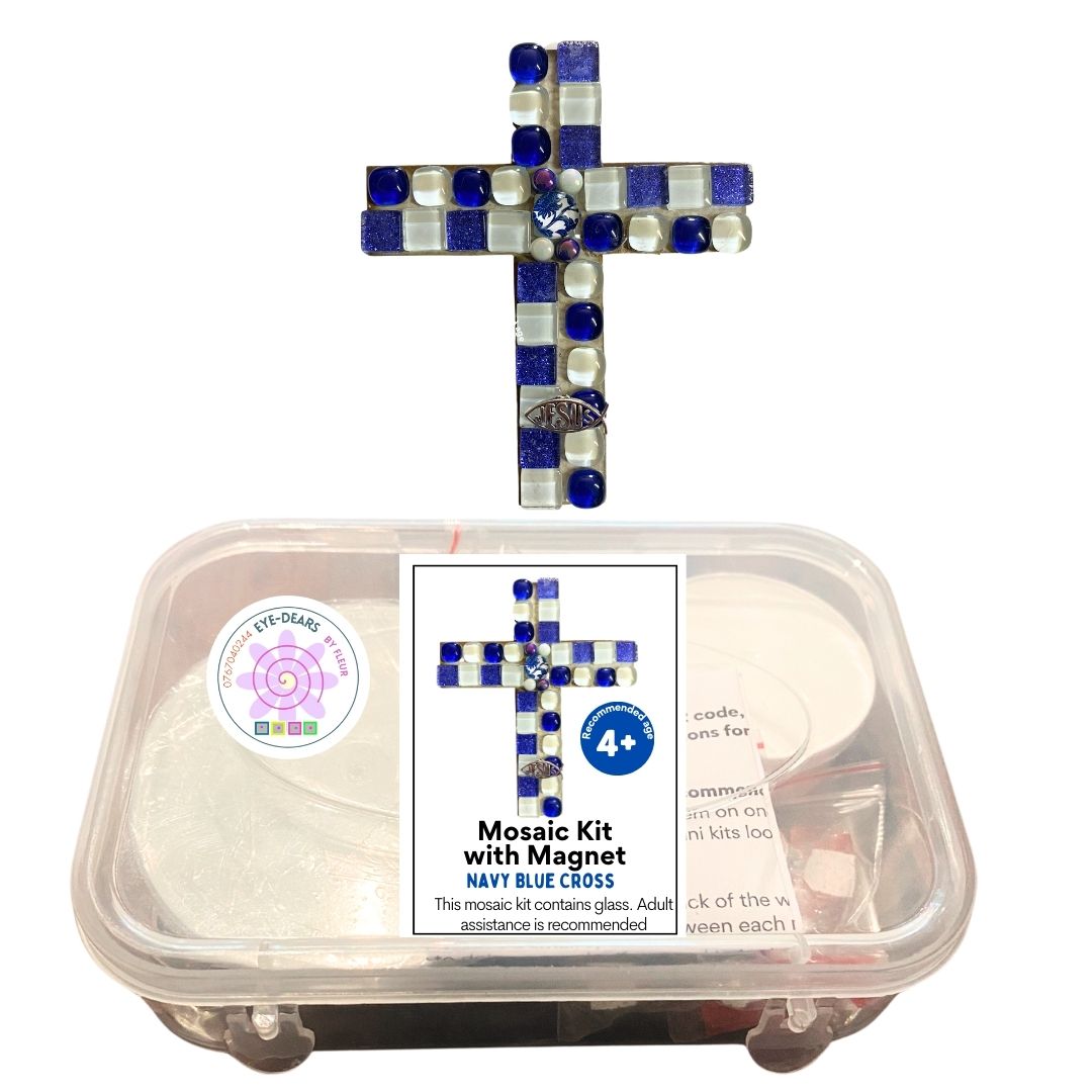 Mosaic Craft Kit with Magnet- Navy Blue Cross (Small)