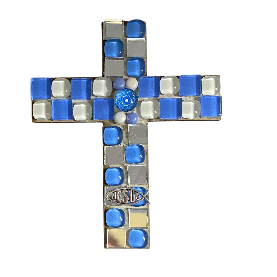 Single - Mosaic Craft Kit with Magnet - Cross Light Blue (Small)