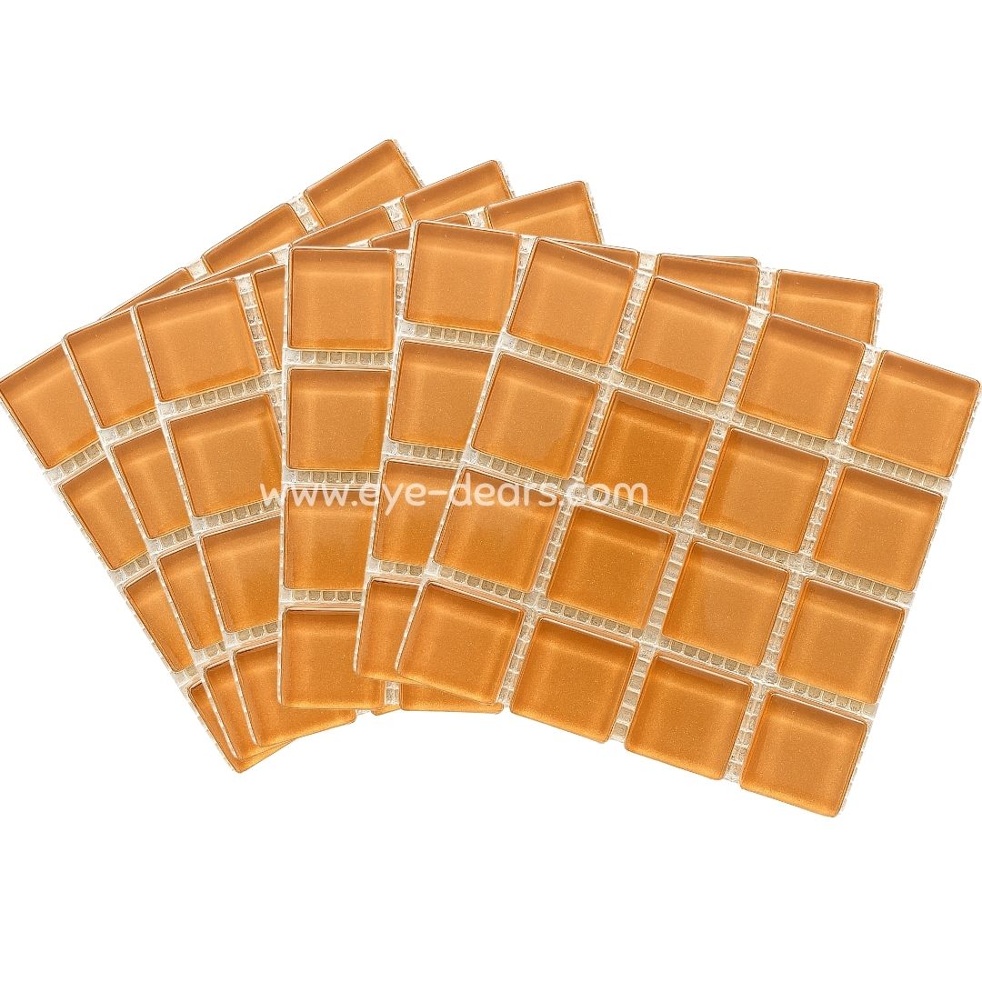 Mosaic Tiles - 10 x sheets of Caramel Brown Glass 23x23mm