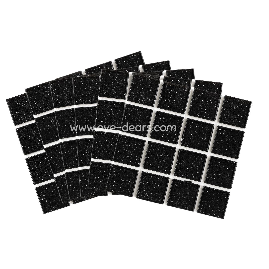 Mosaic Tiles - 10 x sheets of  Black Glitter 23x23mm