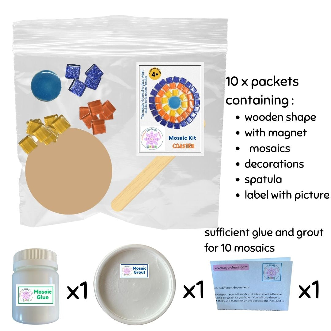 Mosaic Craft Kit - Coaster Blue, Orange, Yellow (No Magnet)
