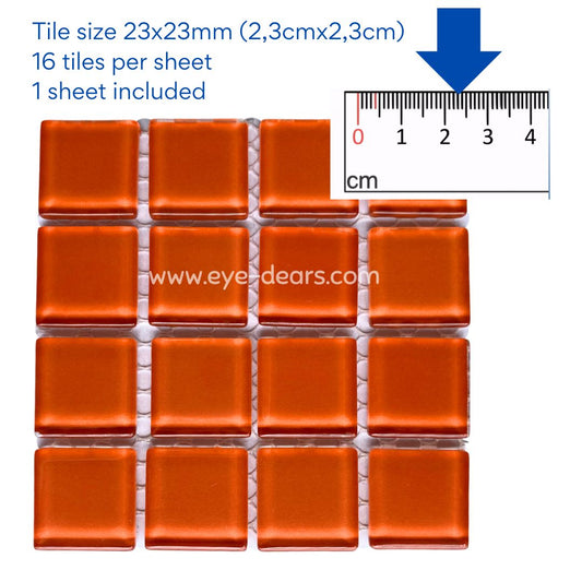 Mosaic Tiles - Single Sheet Orange Glass 23x23mm