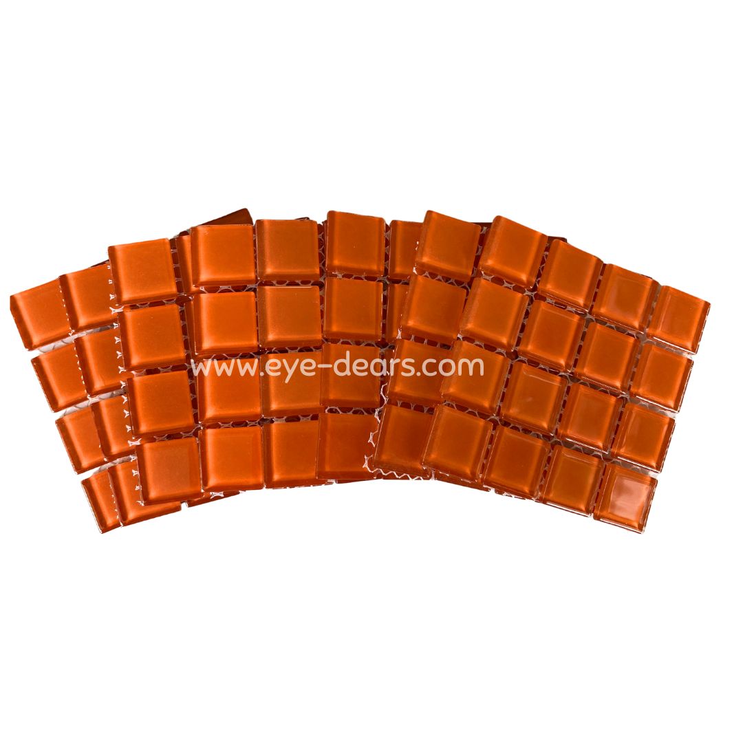 Mosaic Tiles - 10 x sheets of Orange Glass 23x23mm