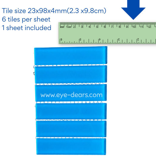 Mosaic Tiles -  Mosaic Tiles Baby Blue Rectangle Glass 23x98x4mm