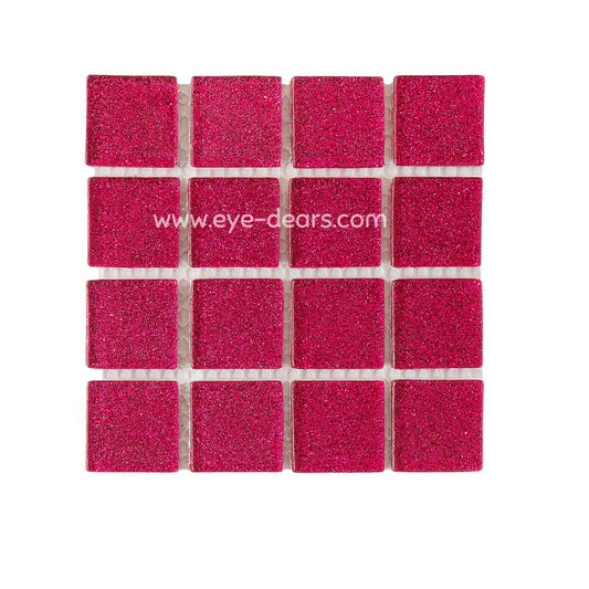 Mosaic Tiles -  Single Sheet Fuschia Pink Glitter 23x23mm