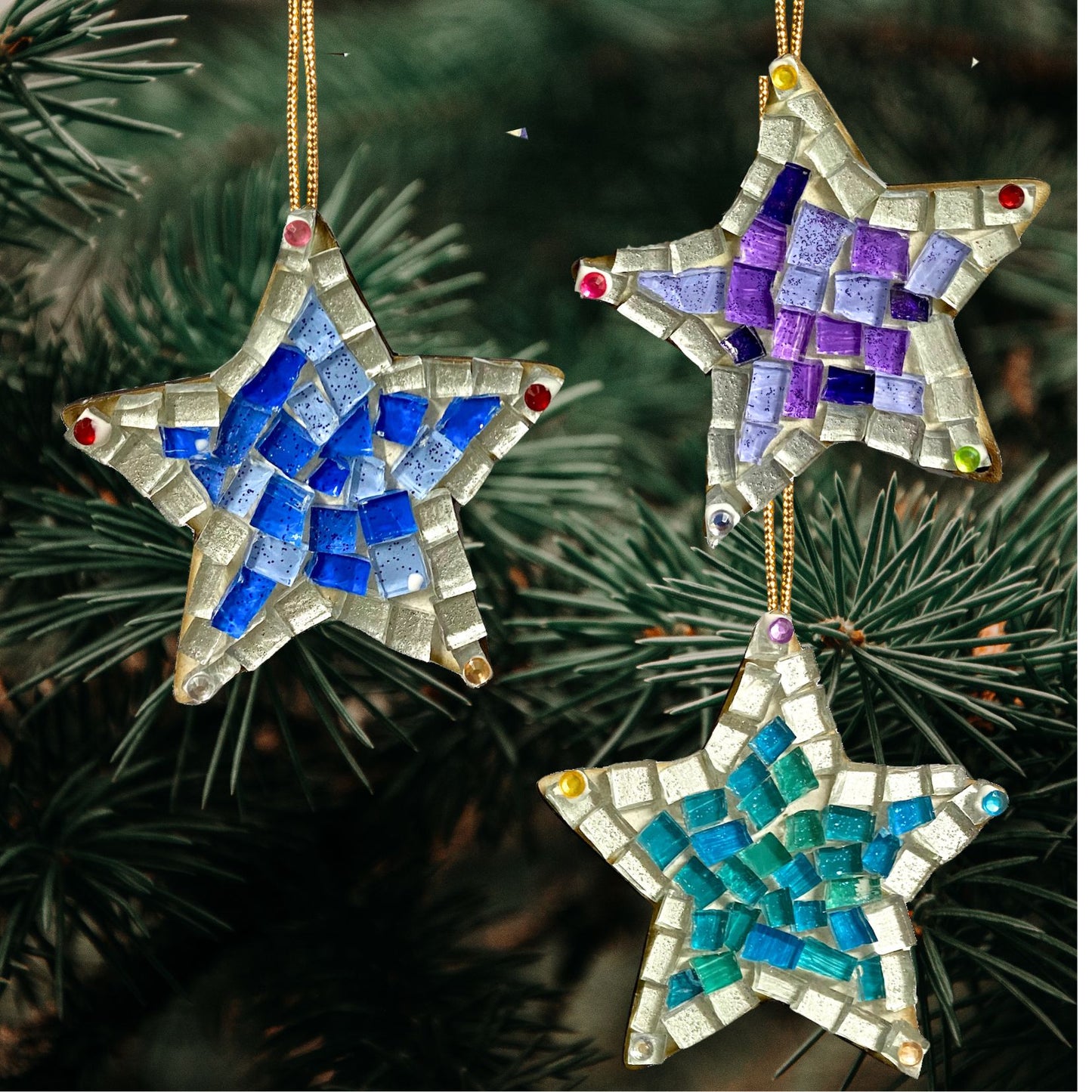 Single - Mosaic Craft Kit with Magnet - Star Turquoise  (Small)