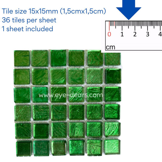 Mosaic Tiles - 10 x sheets of Green Gold Leaf 15x15mm