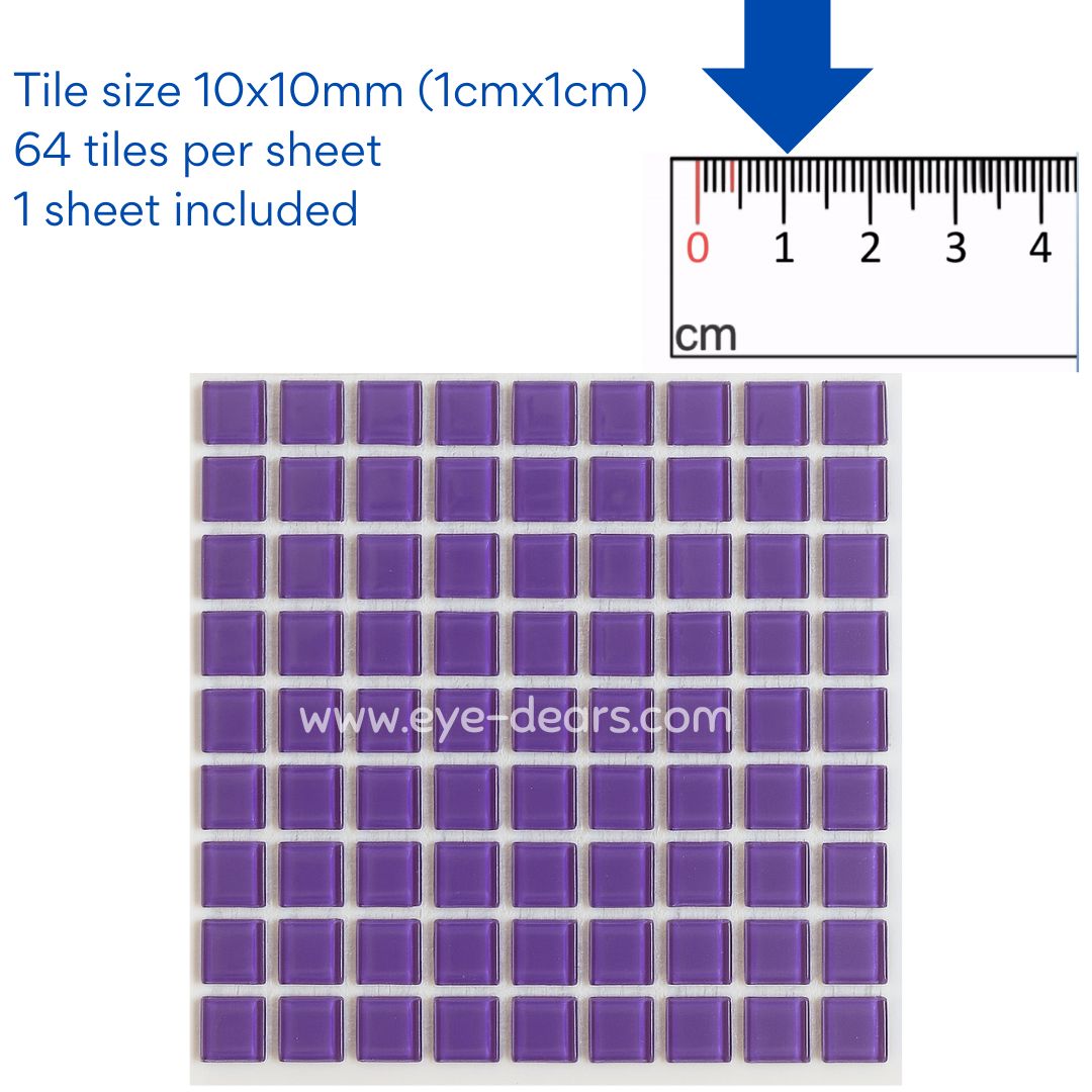 Mosaic Tiles -  Violet Glass 10x10mm