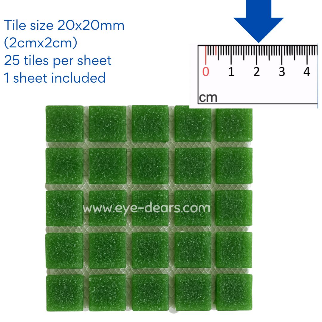 Mosaic Tiles Single Sheet -Matt Amazon Green 20x20mm